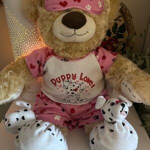 Build-A-Bear Cream Teddy with Pink Puppy Love Outfit